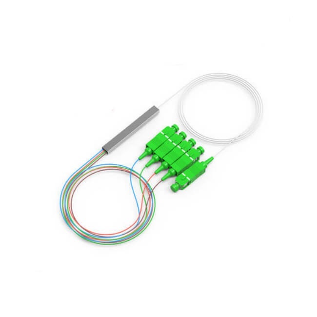 908511 Fiber Optic PLC Splitter, Mini-Tube, 1 x SC/APC - 4 x SC/APC G657A1 0.9mm