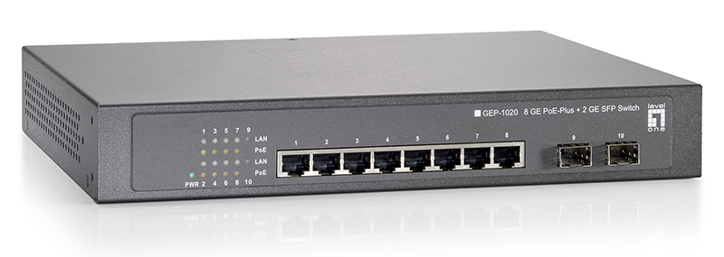 GEP-1020-10-Port-Gigabit-PoE-Switch-802-3at-PoE-2xSFP-8-PoE-Outputs-150W-LevelOne_im1.png