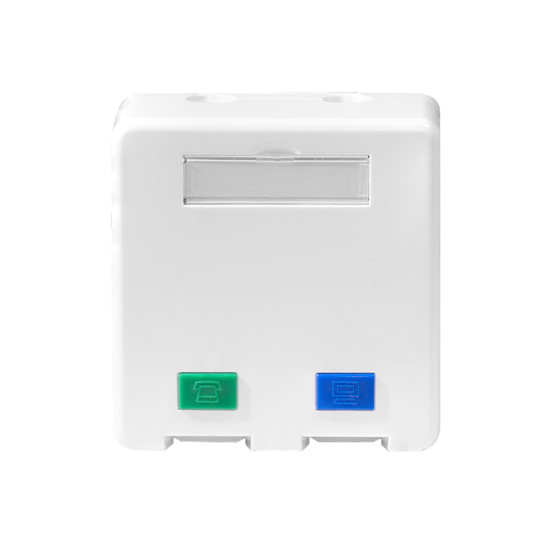 NK4080 Surface mount box for 2 keystone jacks, with spring shutte