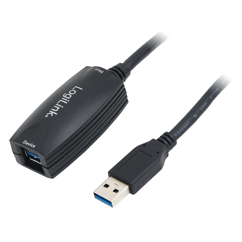 UA0127 USB 3.0 cable, USB-A/M to USB-A/F, amplifier, black, 5m