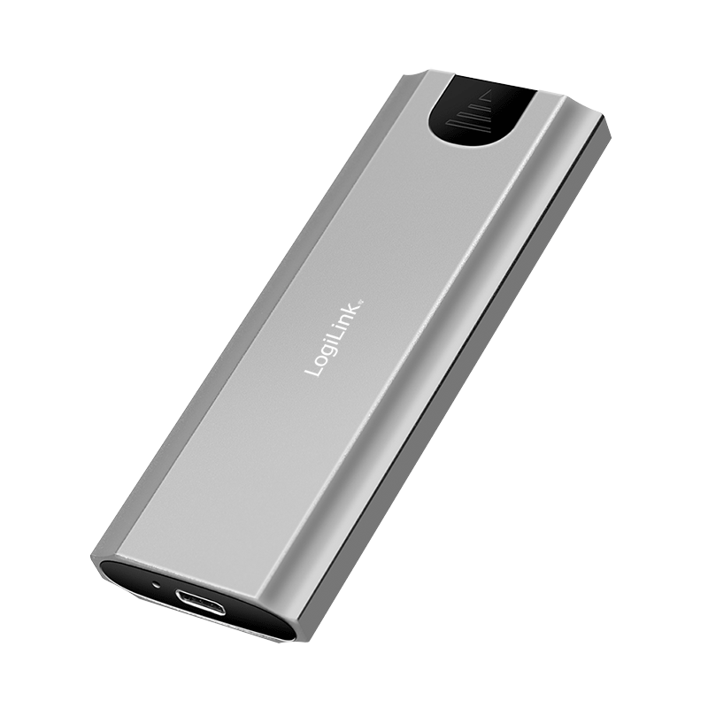 UA0439 Hard drive enclosure, M.2 NVMe (PCIe) SSDs, USB 3.2, Gen 2, up to 10 Gbit/s, USB-A+C, silver